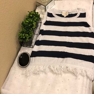 White and blue blouse